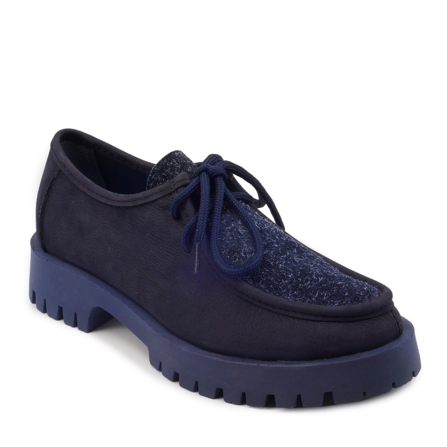 Lacivert Nubuk Loafer Kadın Ayakkabı