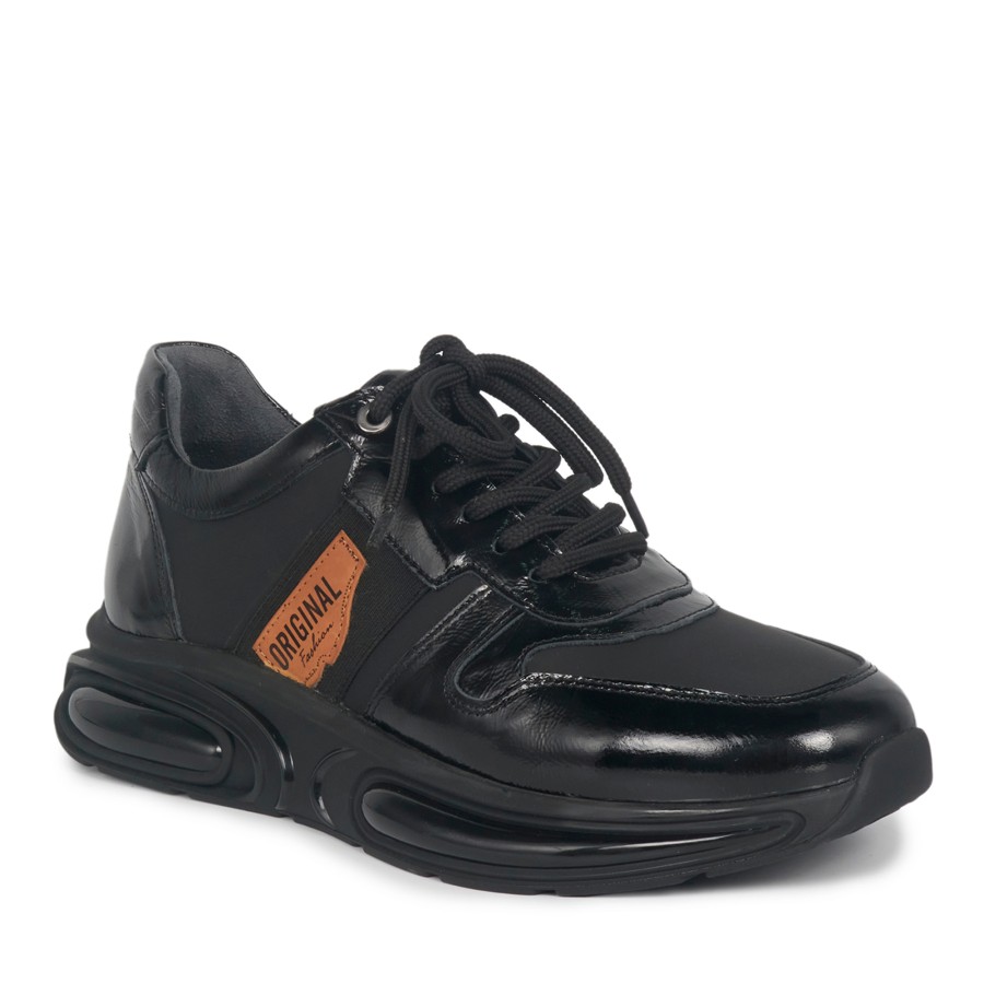Siyah Deri Sneakers Erkek Ayakkabı