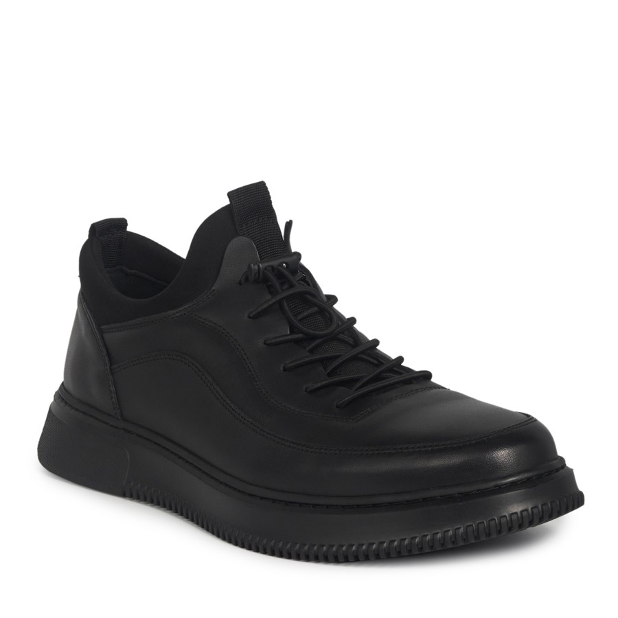 Siyah Deri Sneakers Erkek Ayakkabı