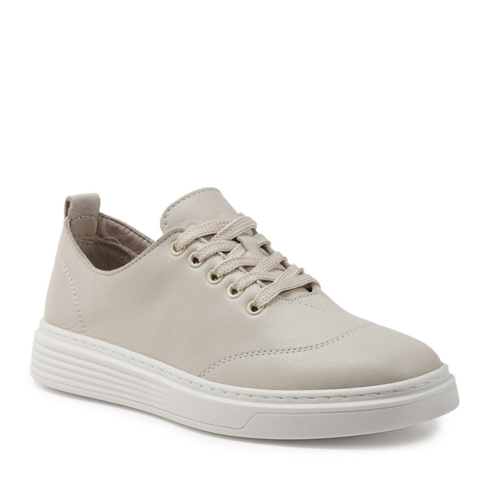 Zeytuk Bej Casual Deri Kadın Ayakkabı 