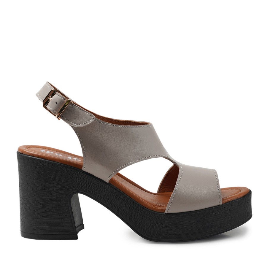 Zeytuk Bej Hakiki Deri Kadın Sandalet  