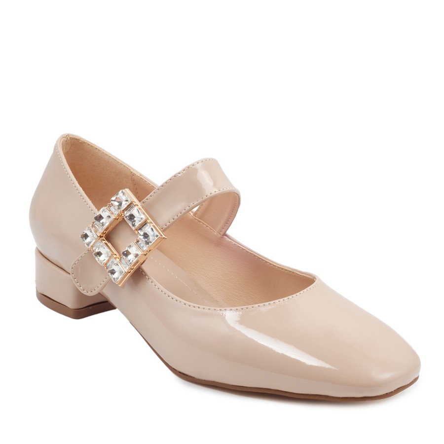 Zeytuk Bej Hakiki Deri Mary Jane Kadın Ayakkabı