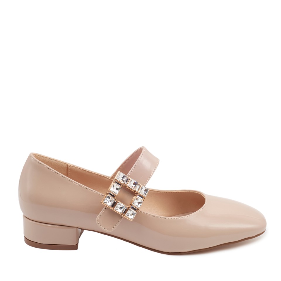 Zeytuk Bej Hakiki Deri Mary Jane Kadın Ayakkabı