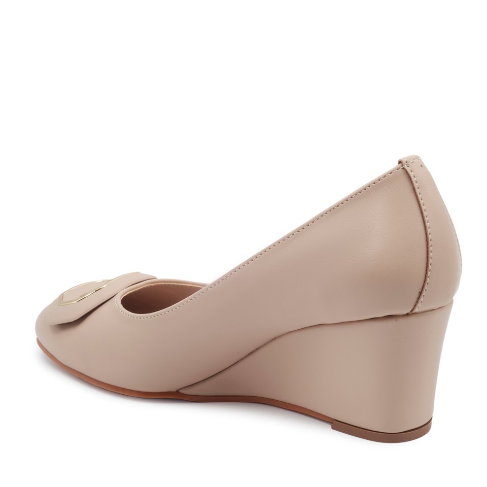 Zeytuk Bej Hakiki Deri Topuklu Kadın Ayakkabı