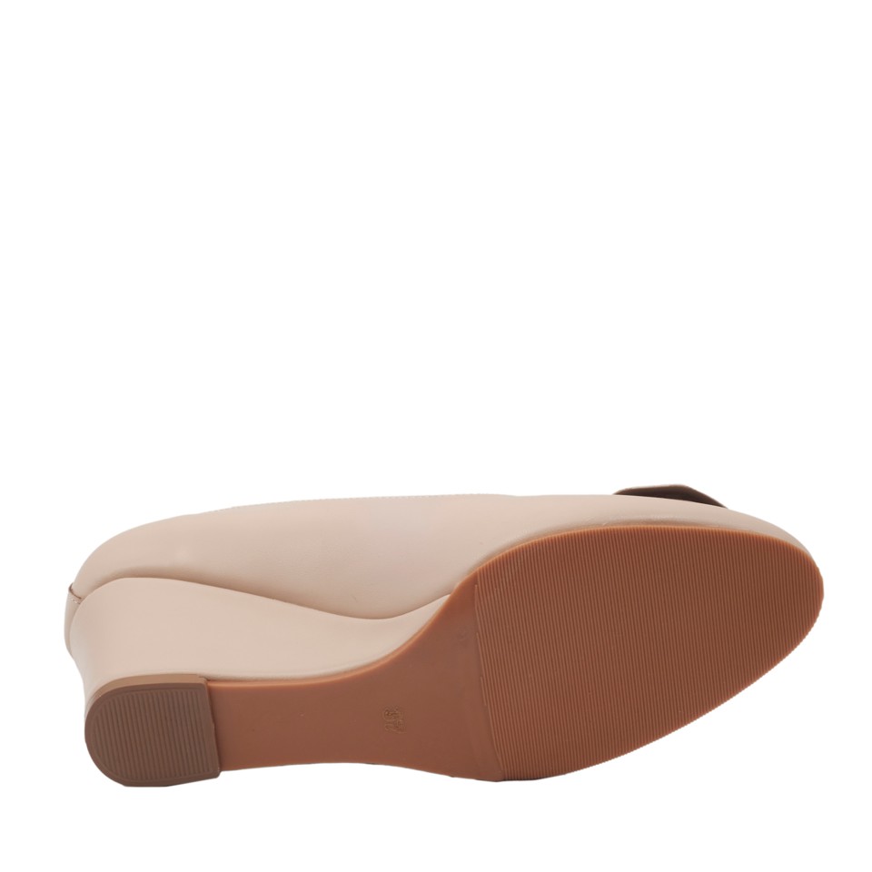 Zeytuk Bej Hakiki Deri Topuklu Kadın Ayakkabı