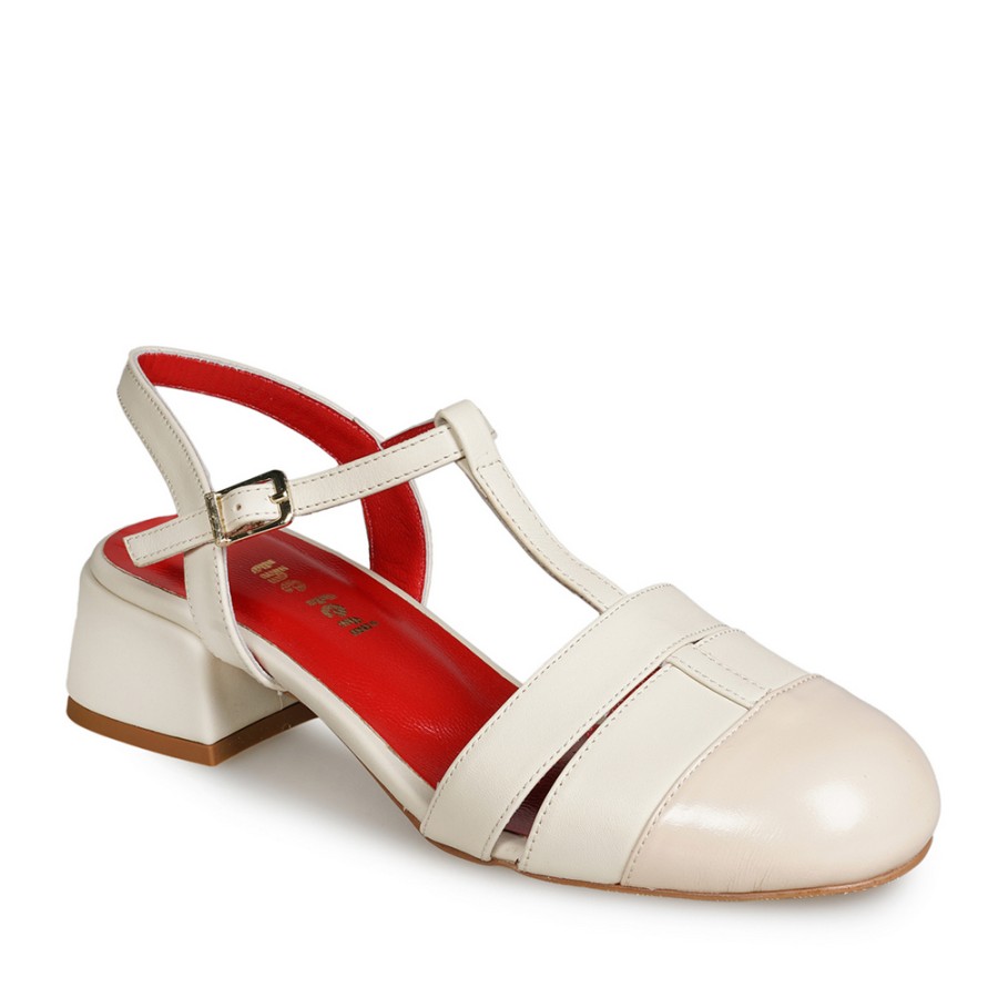 Zeytuk Bej Kalın Topuklu Deri Kadın Ayakkabı