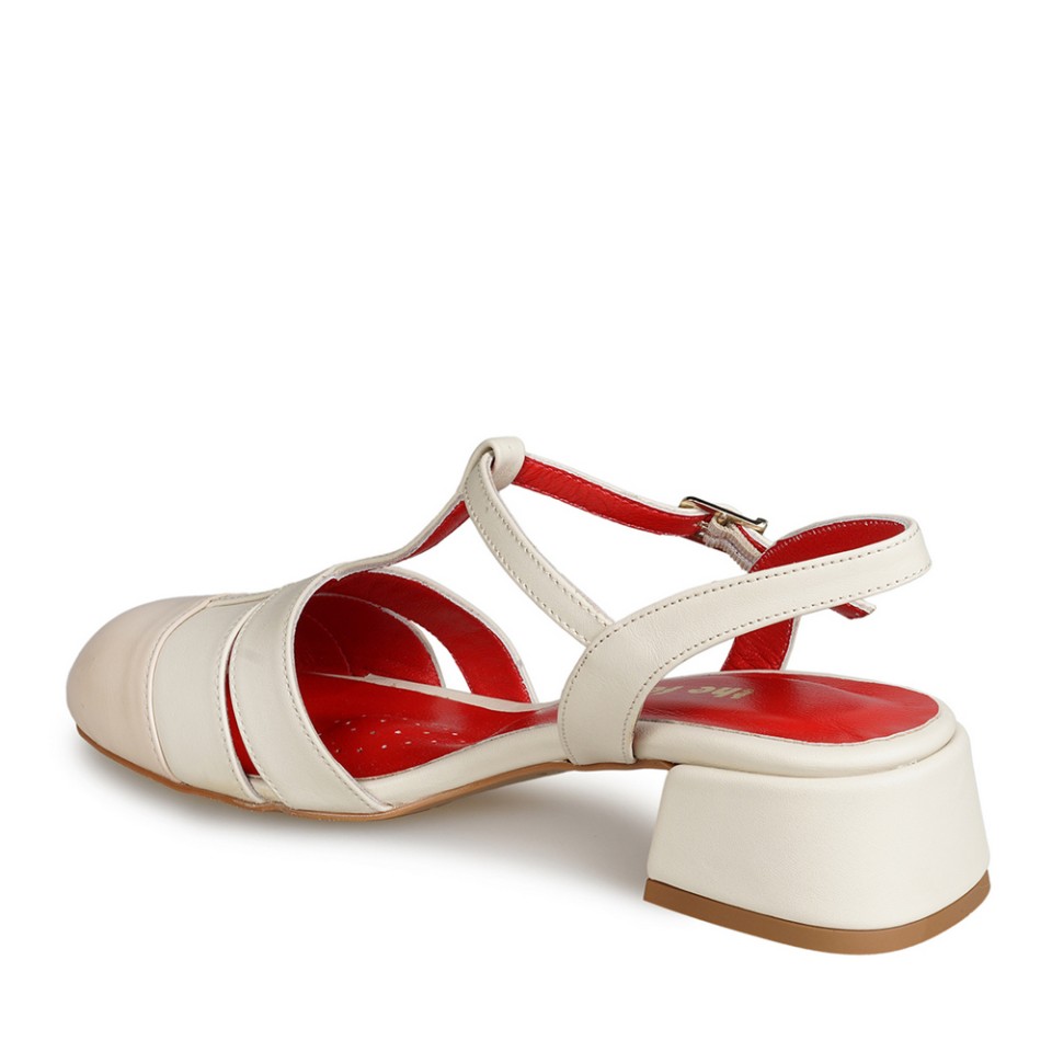 Zeytuk Bej Kalın Topuklu Deri Kadın Ayakkabı