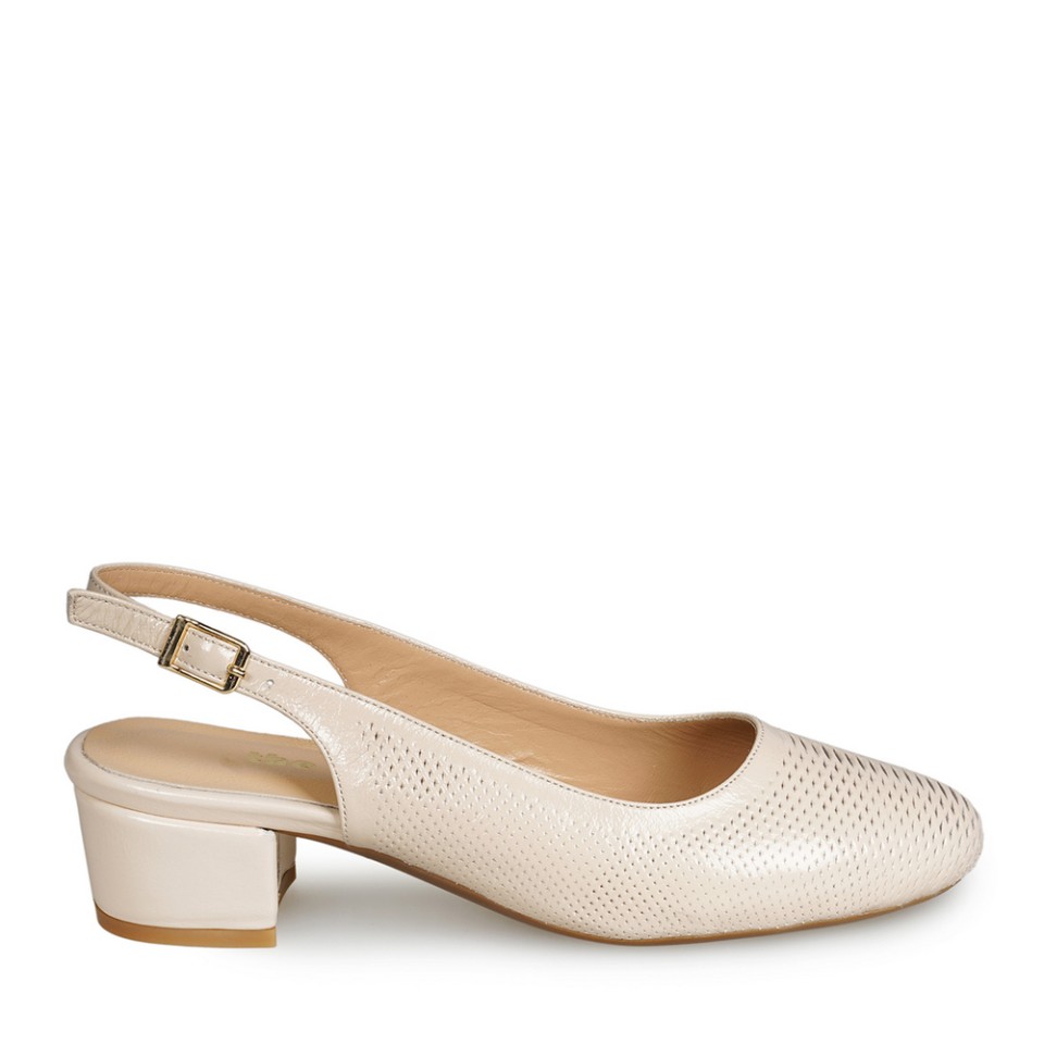 Zeytuk Bej Kalın Topuklu Deri Kadın Ayakkabı