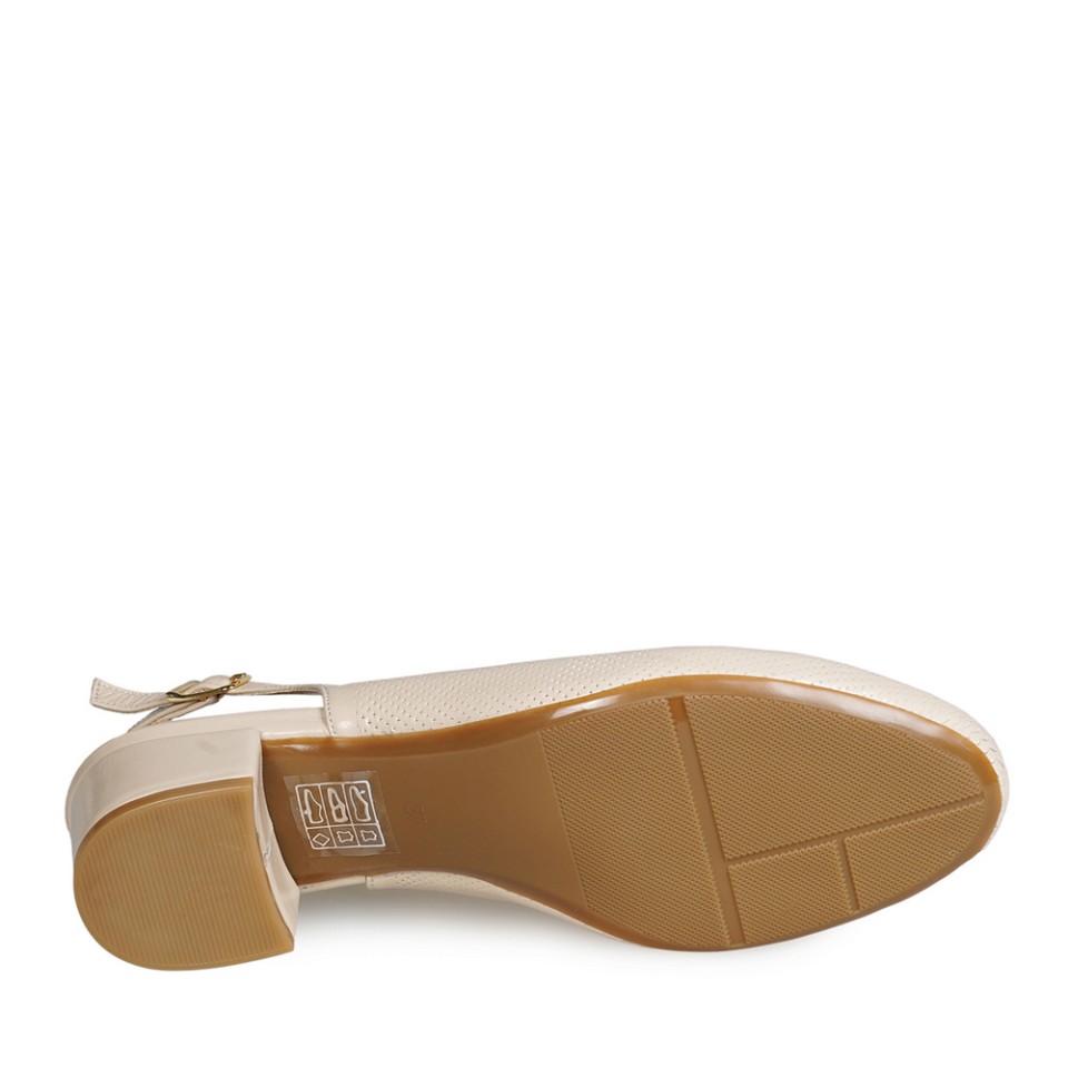 Zeytuk Bej Kalın Topuklu Deri Kadın Ayakkabı