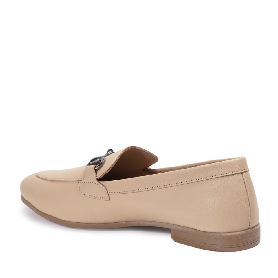Zeytuk Bej Loafer Hakiki Deri Kadın Ayakkabı