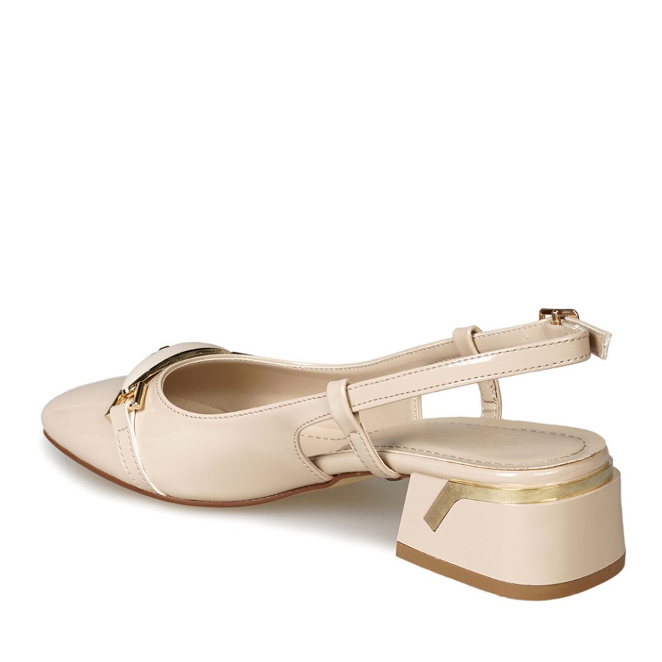 Zeytuk Bej Slingback Rugan Deri Kadın Ayakkabı