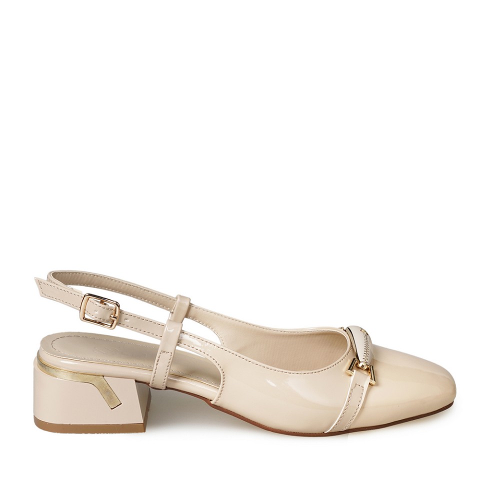 Zeytuk Bej Slingback Rugan Deri Kadın Ayakkabı