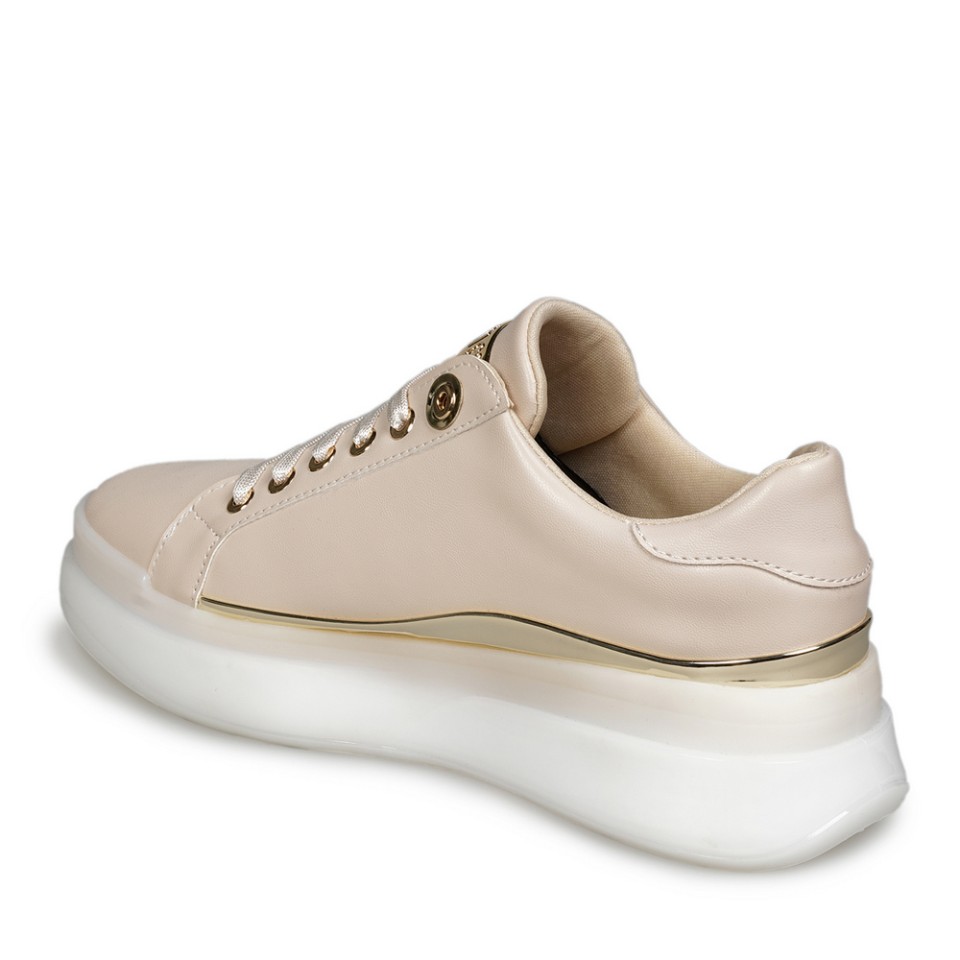 Zeytuk Bej Sneakers Deri Kadın Ayakkabı