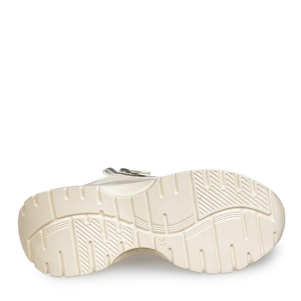 Zeytuk Bej Sneakers Deri-Tekstil Kadın Ayakkabı 