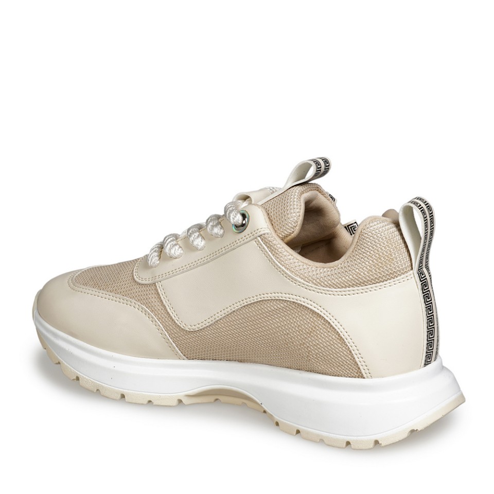 Zeytuk Bej Sneakers Deri-Tekstil Kadın Ayakkabı