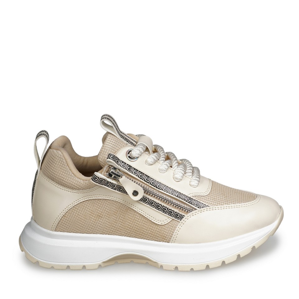 Zeytuk Bej Sneakers Deri-Tekstil Kadın Ayakkabı