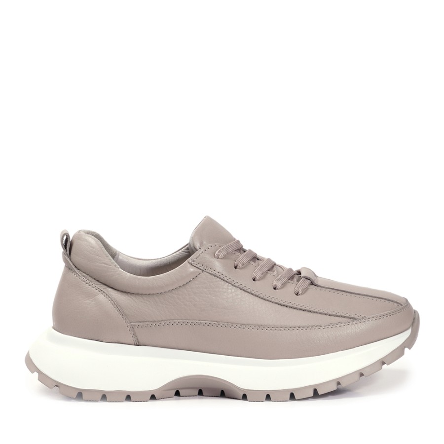 Zeytuk Bej Sneakers Hakiki Deri Kadın Ayakkabı