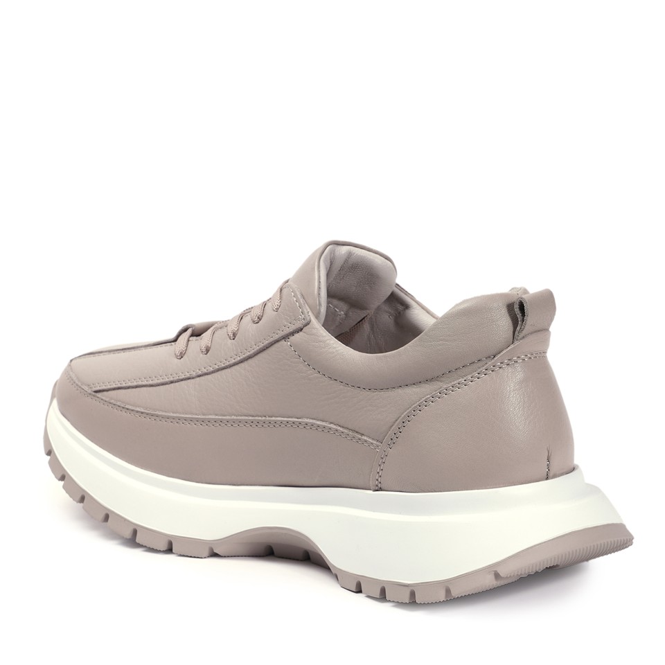 Zeytuk Bej Sneakers Hakiki Deri Kadın Ayakkabı