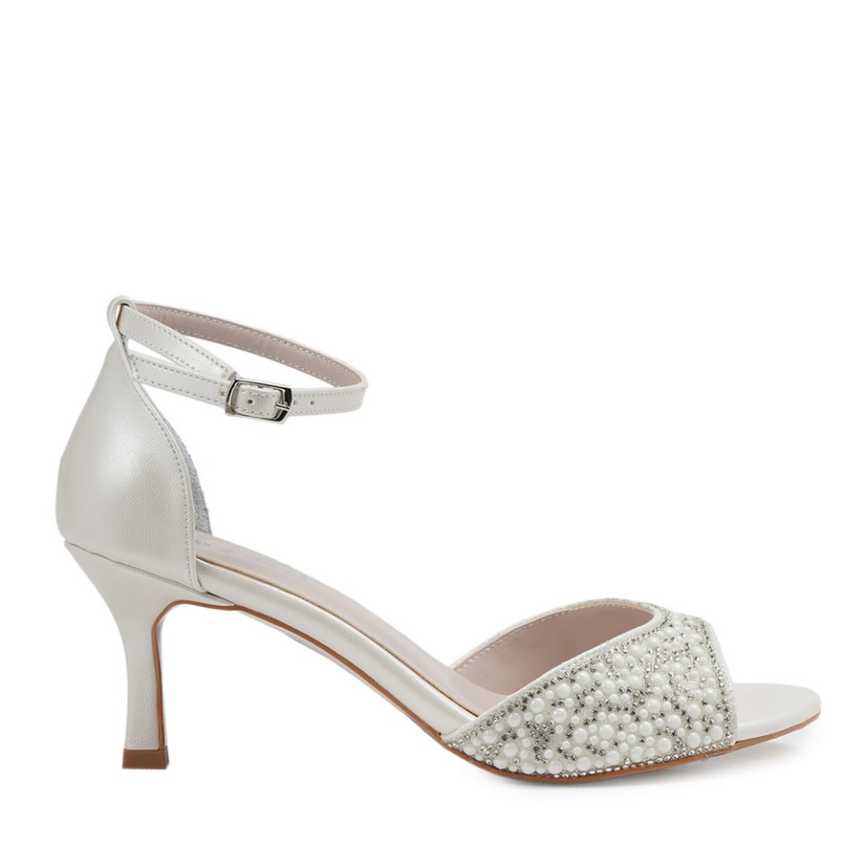 Zeytuk Beyaz Abiye Tekstil Kadın Ayakkabı