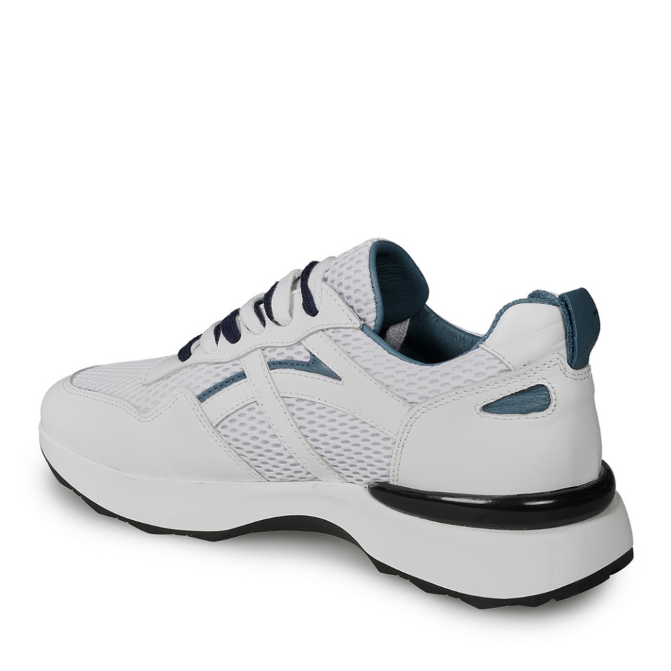 Zeytuk Beyaz Deri-Tekstil Erkek Sneakers  