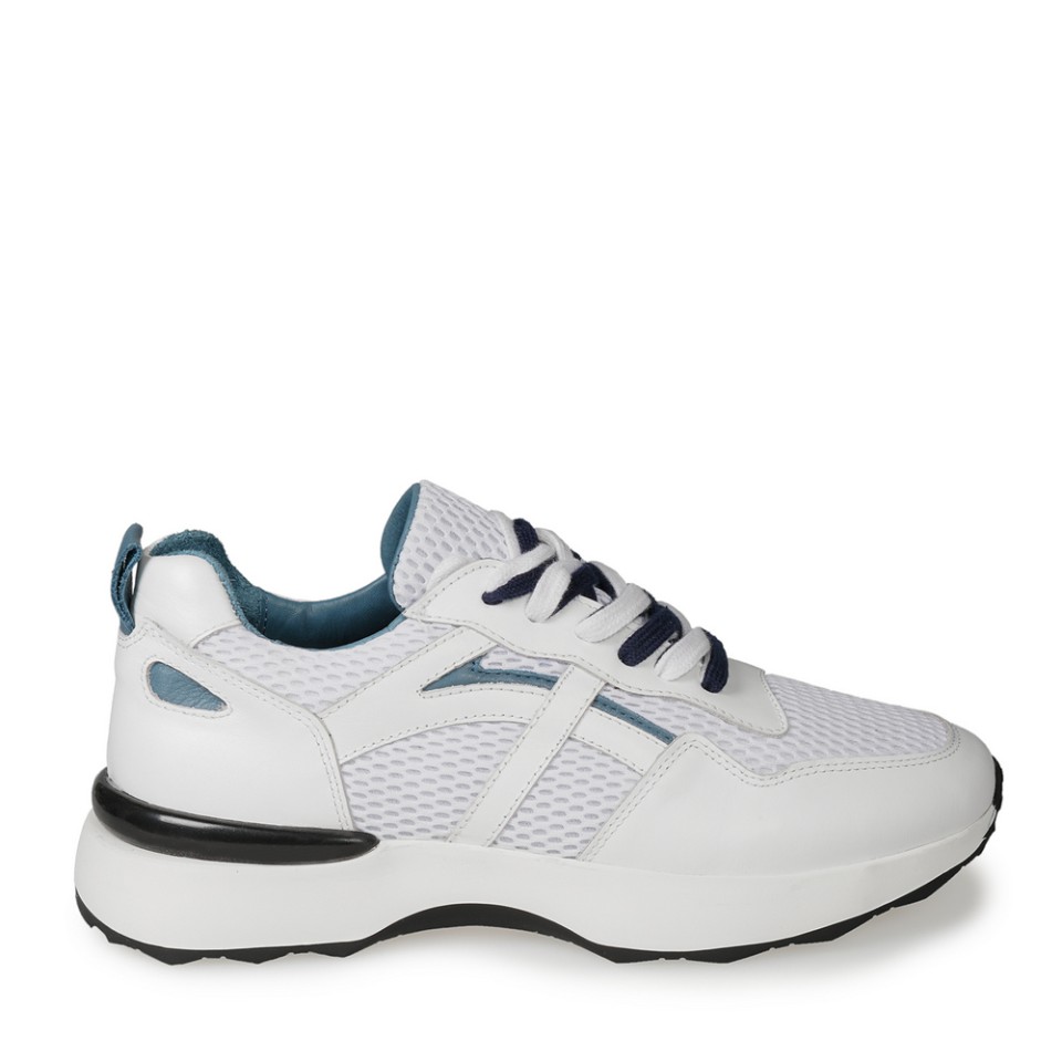 Zeytuk Beyaz Deri-Tekstil Erkek Sneakers  