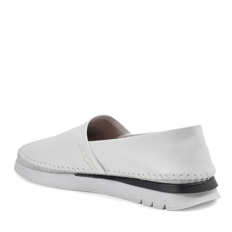 Zeytuk Beyaz Espadril Deri Kadın Ayakkabı 