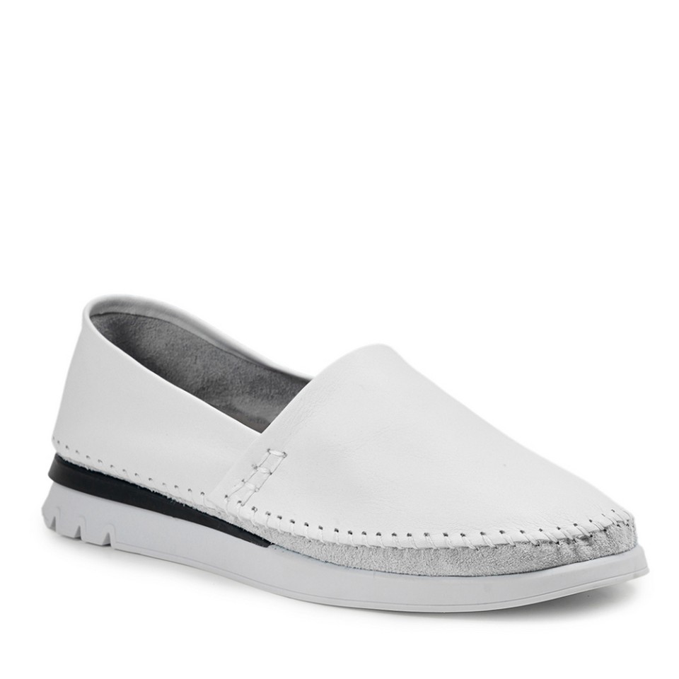 Zeytuk Beyaz Espadril Deri Kadın Ayakkabı