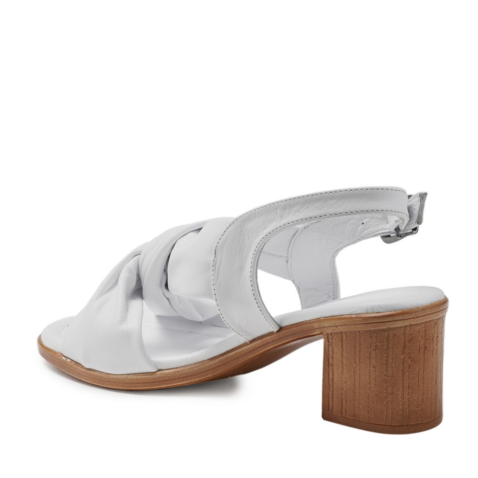 Zeytuk Beyaz Hakiki Deri Kadın Sandalet