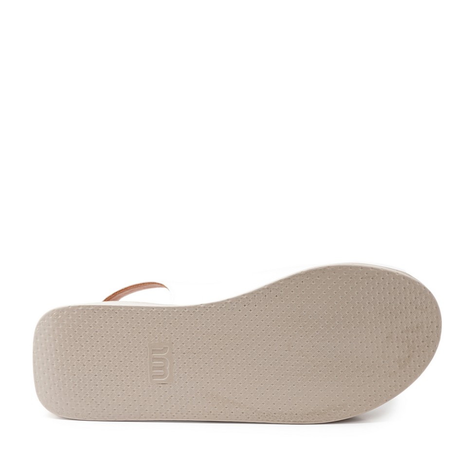 Zeytuk Beyaz Hakiki Deri Kadın Sandalet