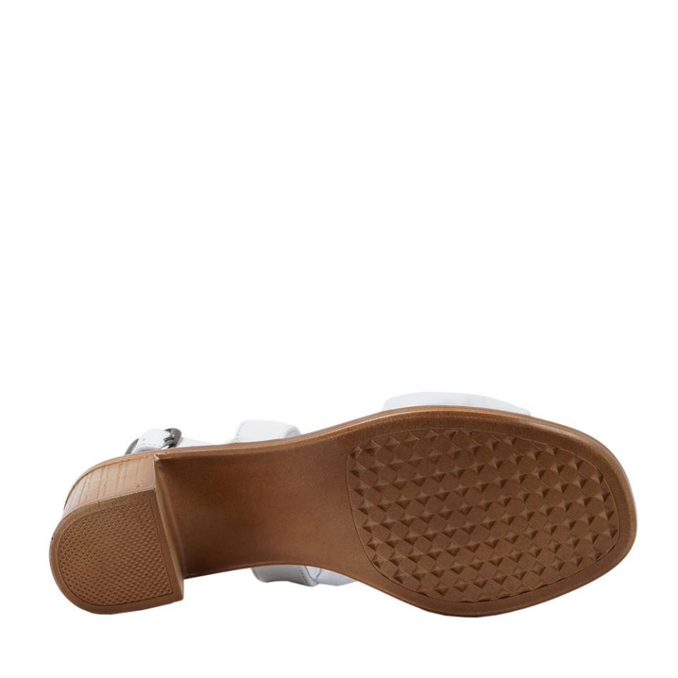 Zeytuk Beyaz Hakiki Deri Kadın Sandalet  