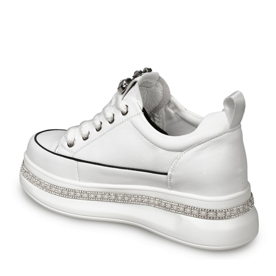 Zeytuk Beyaz Sneakers Deri Kadın Ayakkabı 