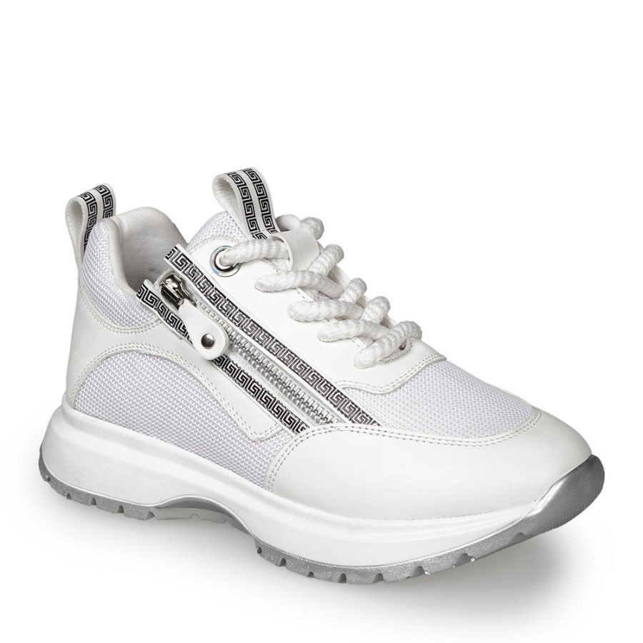 Zeytuk Beyaz Sneakers Deri-Tekstil Kadın Ayakkabı 