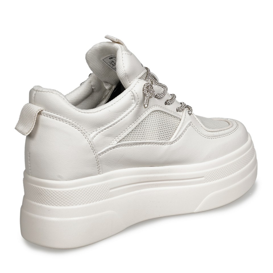 Zeytuk Beyaz Sneakers Deri-Tekstil Kadın Ayakkabı