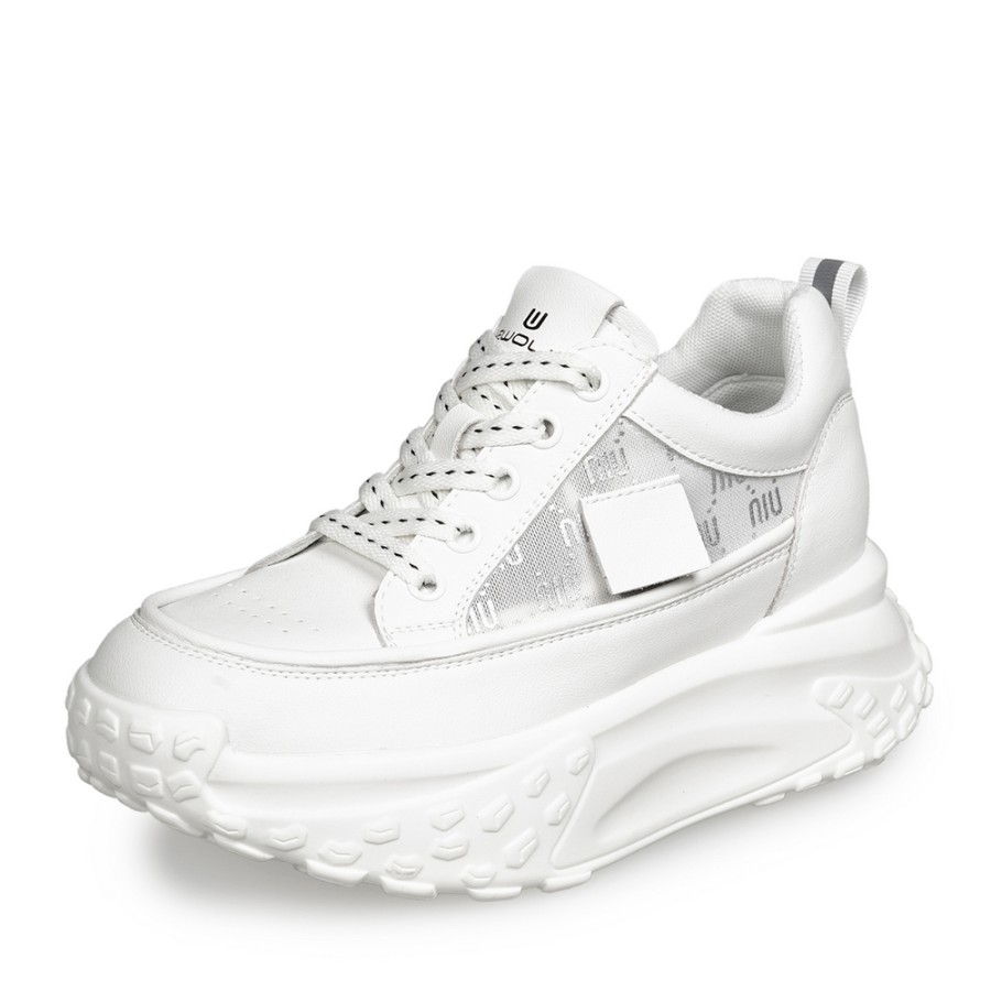 Zeytuk Beyaz Sneakers Deri-Tekstil Kadın Ayakkabı 