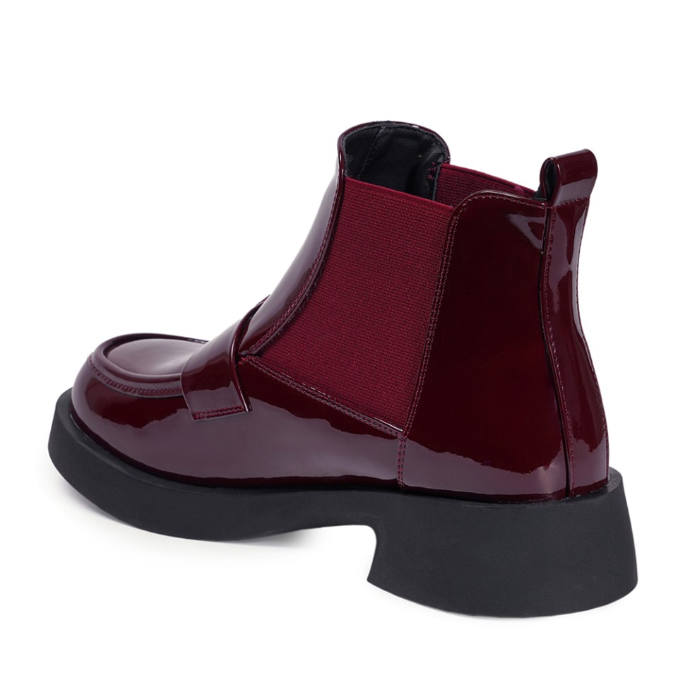 Zeytuk Bordo Casual Rugan Deri Kadın Bot