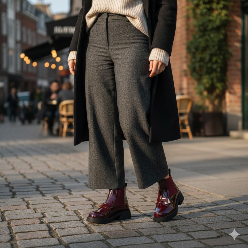 Zeytuk Bordo Casual Rugan Deri Kadın Bot