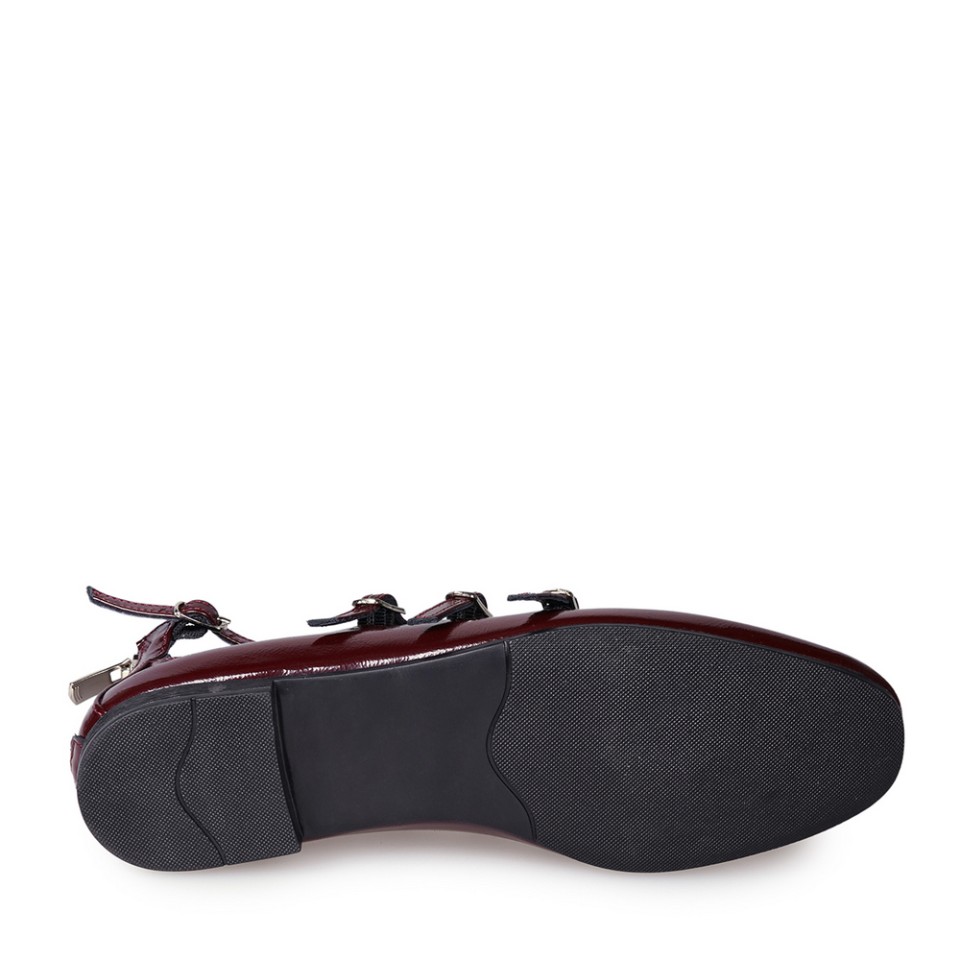 Zeytuk Bordo Mary Jane Deri Kadın Ayakkabı