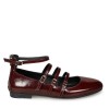 Zeytuk Bordo Mary Jane Deri Kadın Ayakkabı