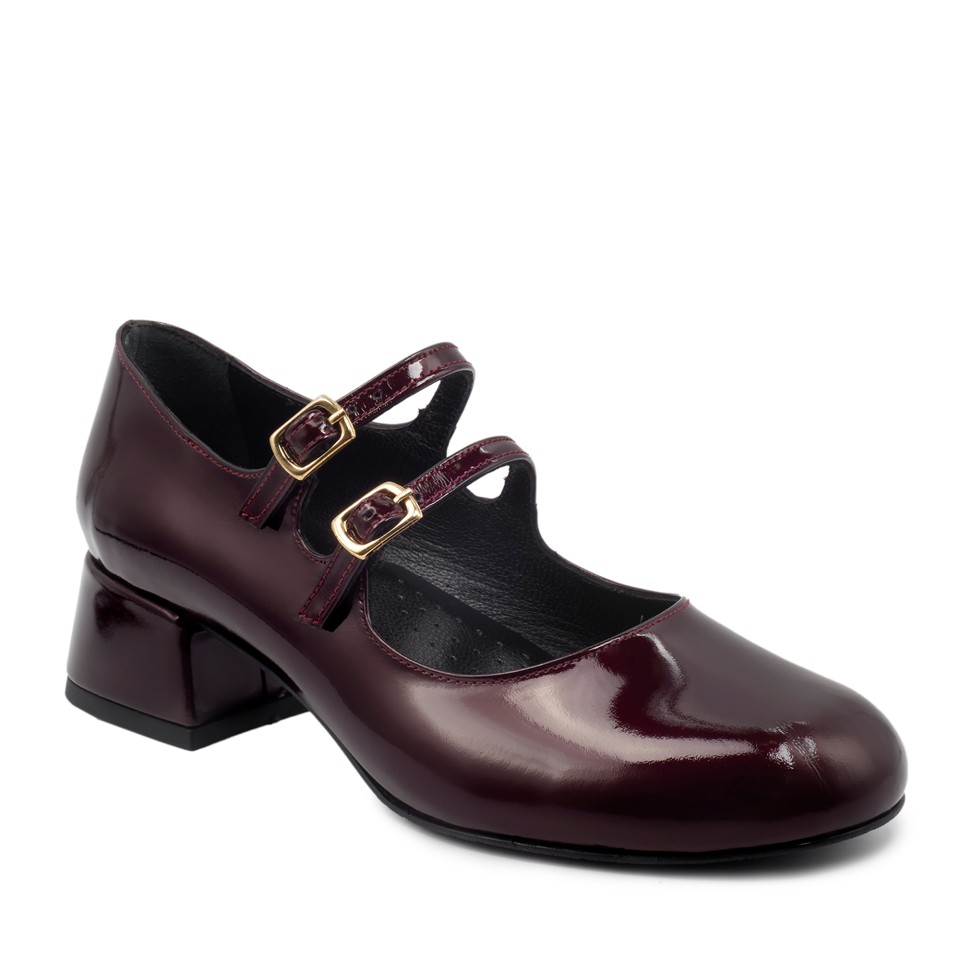 Zeytuk Bordo Rugan Mary Jane Kadın Ayakkabı