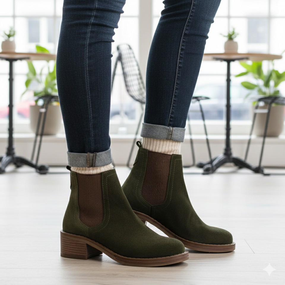 Zeytuk Bot Süet Haki Kadın Bot