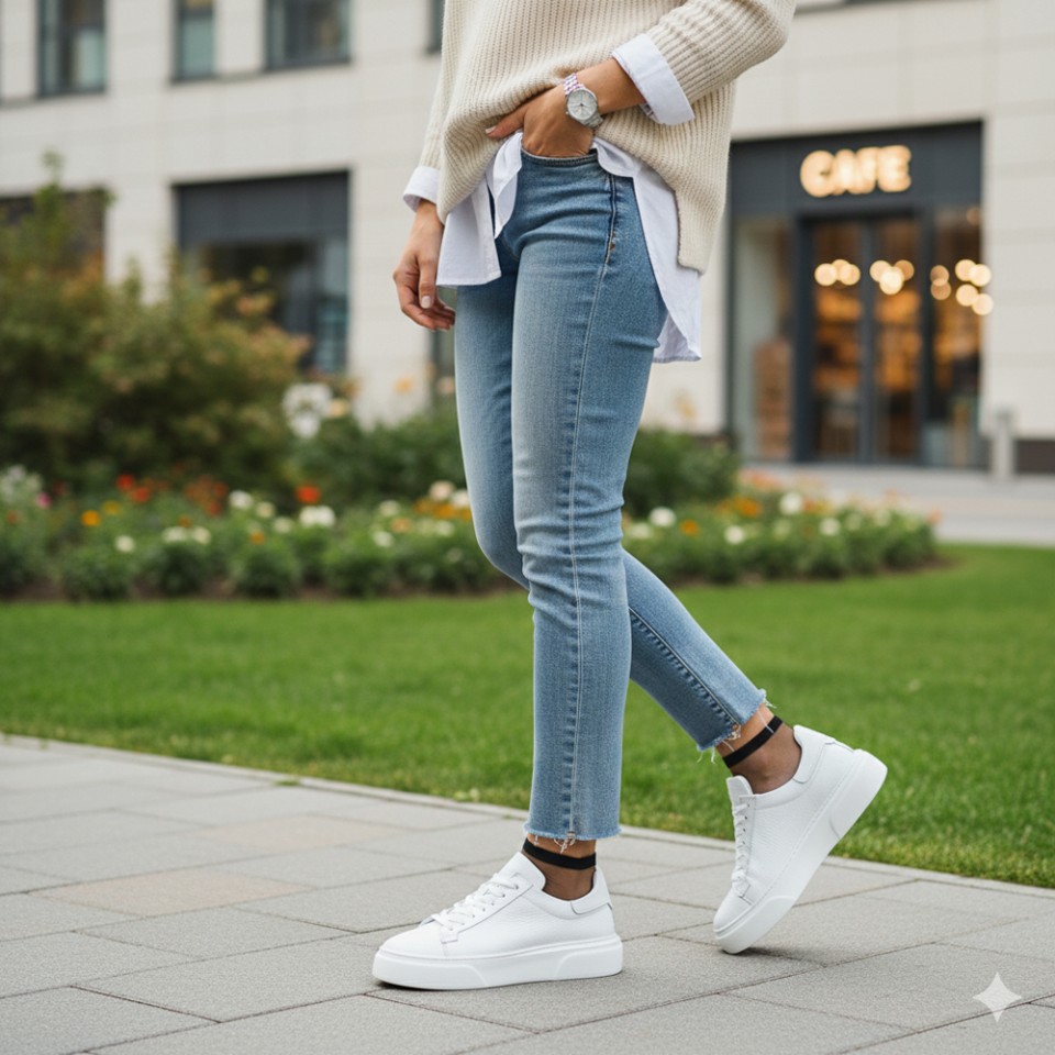 Zeytuk Casual Hakiki Deri Beyaz Kadın Ayakkabı