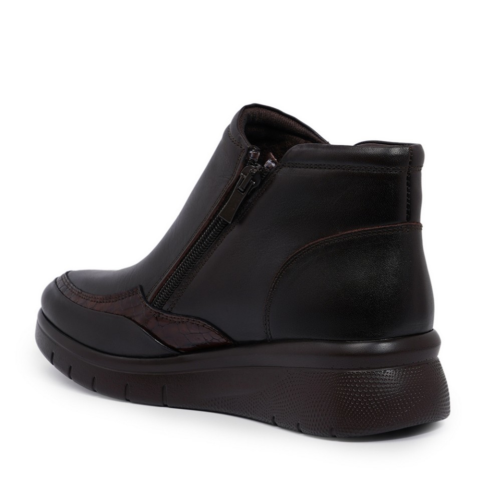 Zeytuk Casual Hakiki Deri Kahverengi Kadın bot