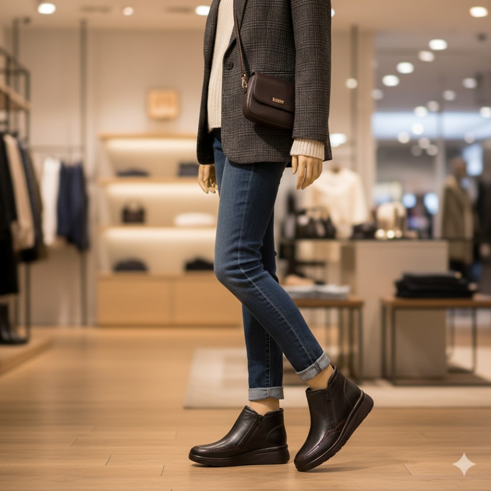 Zeytuk Casual Hakiki Deri Kahverengi Kadın bot