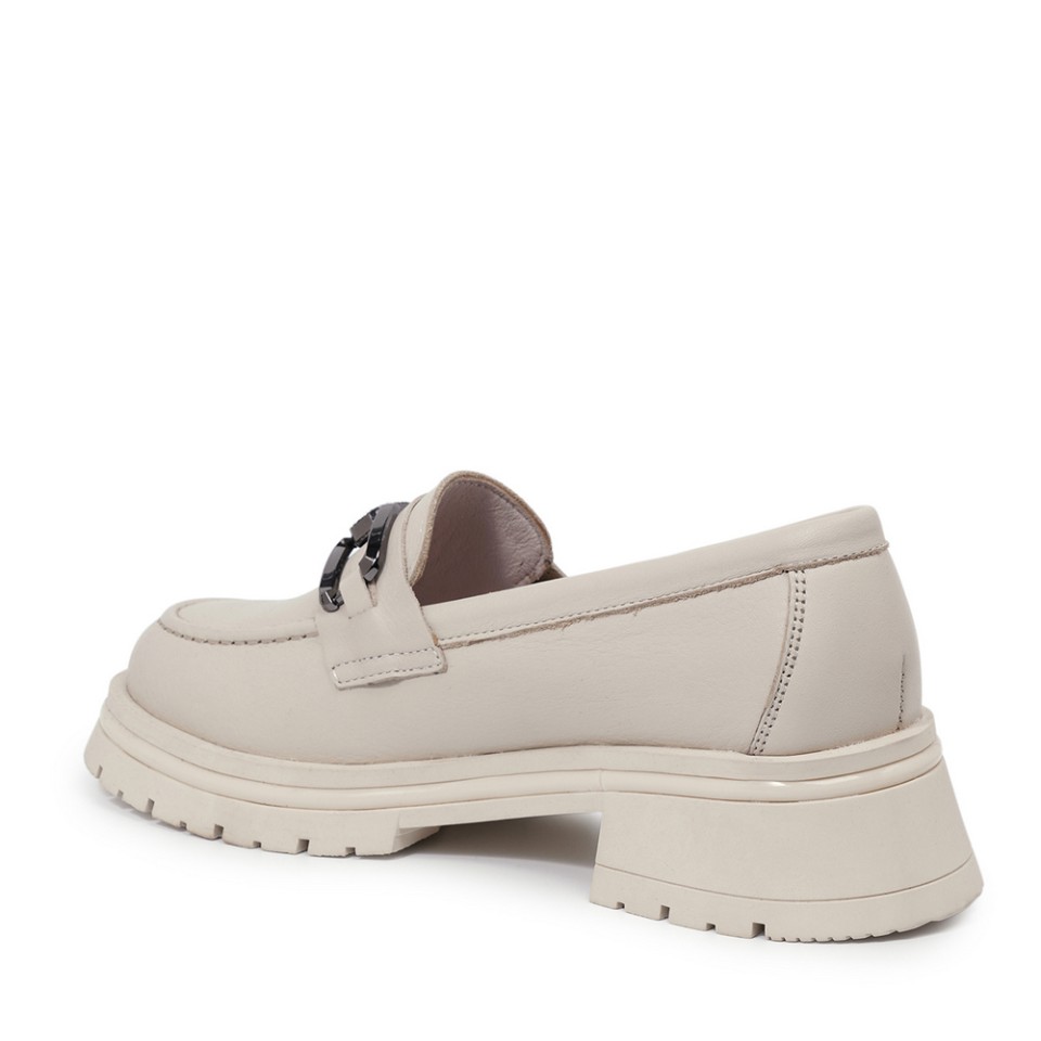 Zeytuk Casual Hakiki Deri Krem Kadın Ayakkabı