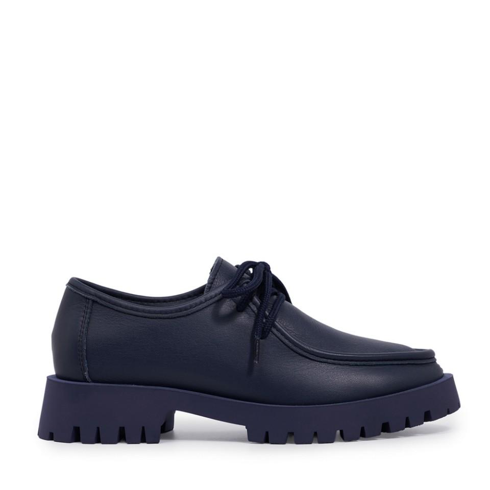 Zeytuk Casual Hakiki Deri Lacivert Kadın Ayakkabı