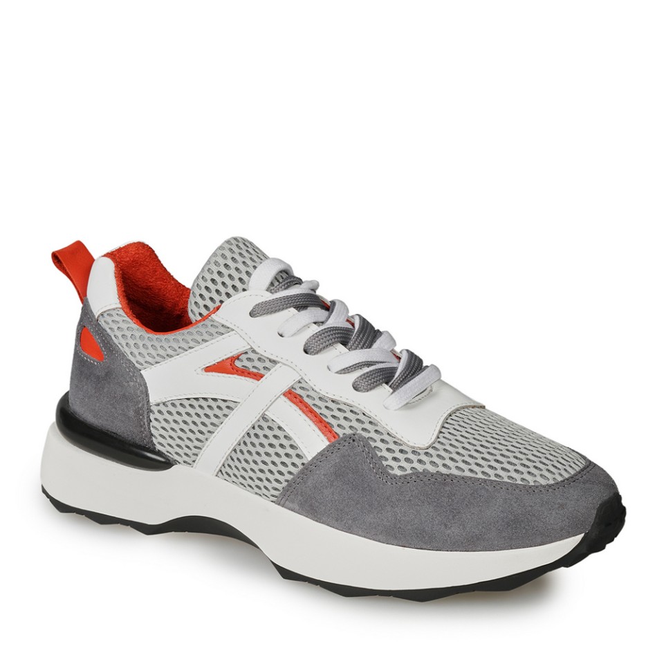 Zeytuk Gri Deri-Tekstil Erkek Sneakers