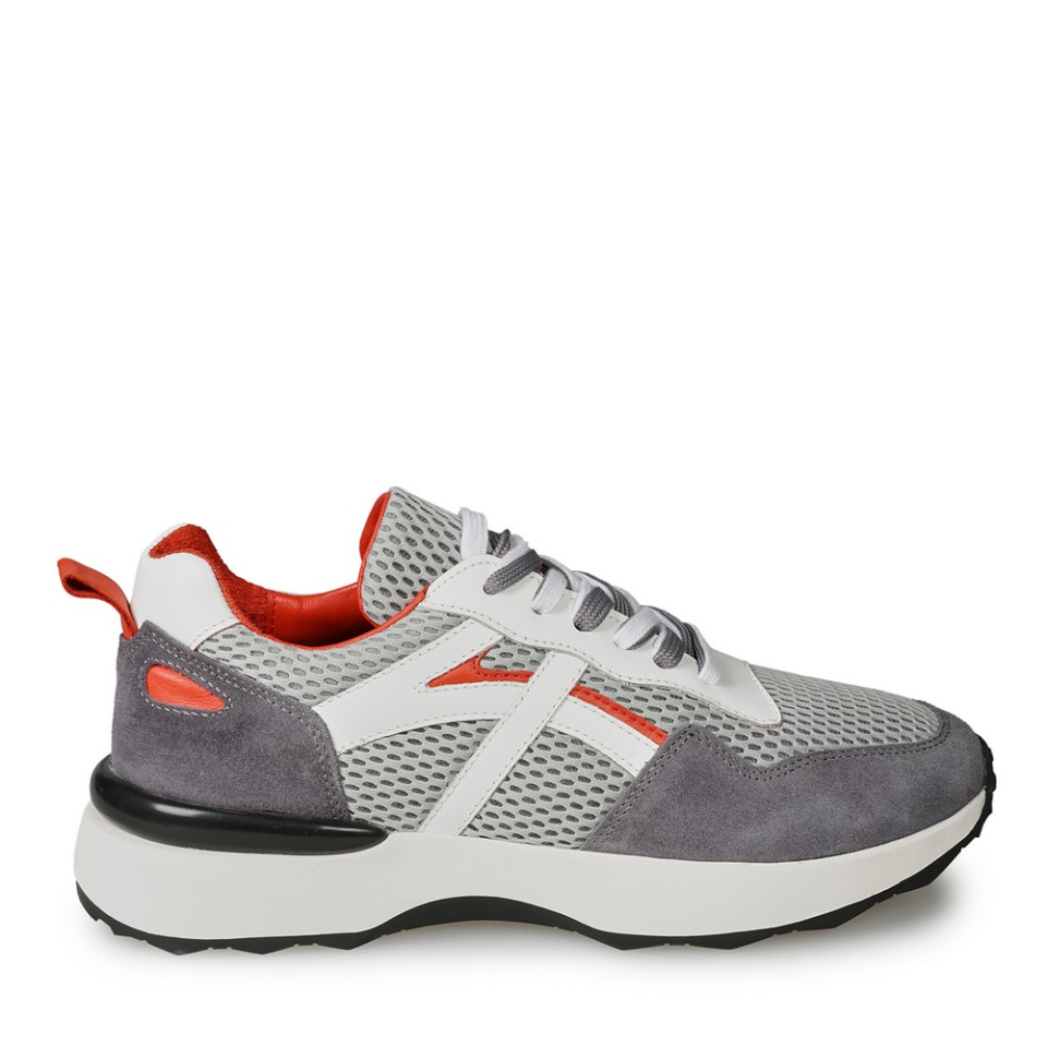 Zeytuk Gri Deri-Tekstil Erkek Sneakers