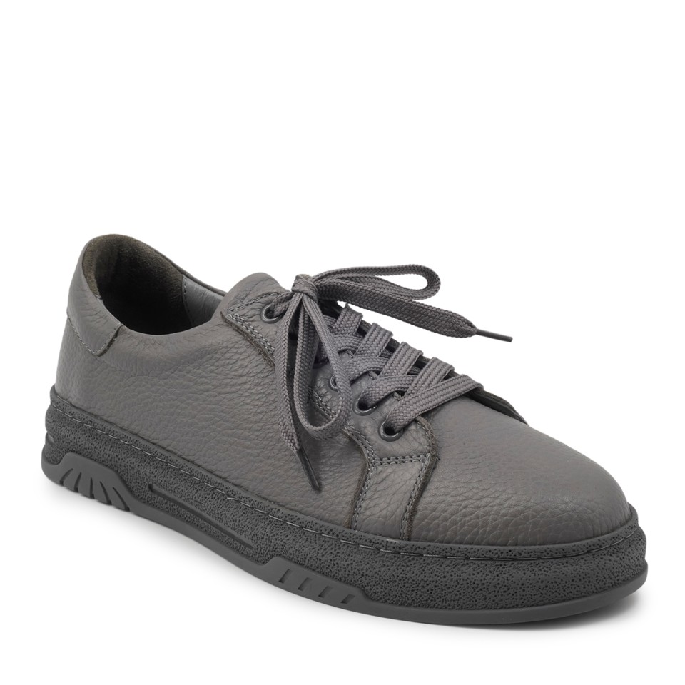 Zeytuk Gri Hakiki Deri Casual Kadın Ayakkabı 