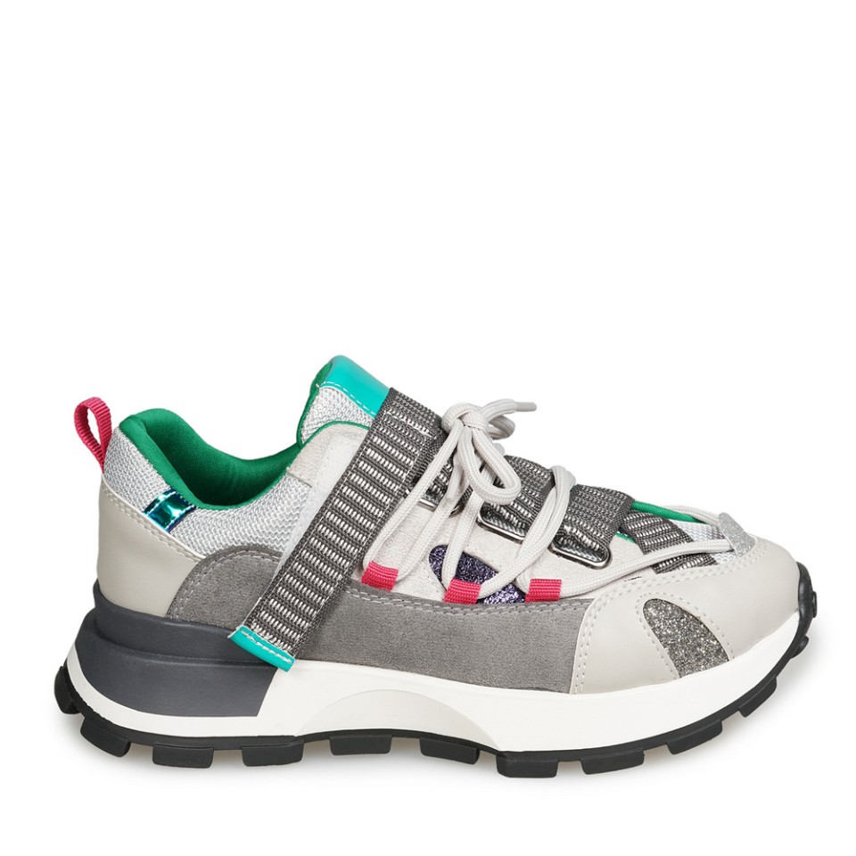 Zeytuk Gri Sneakers Deri-Tekstil Kadın Ayakkabı