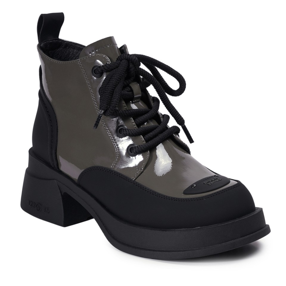 Zeytuk Haki Casual Rugan Deri Kadın Bot